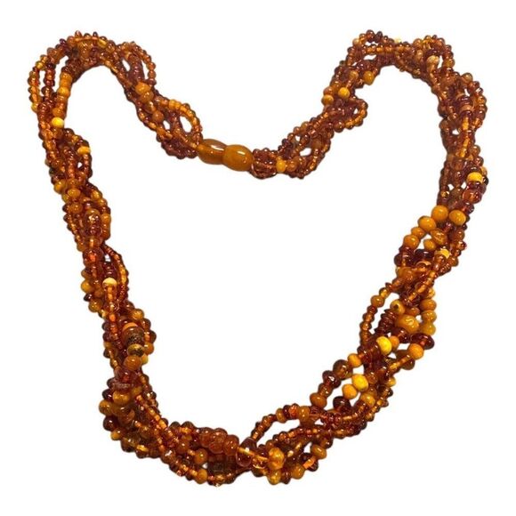 Vintage Baltic Amber Bead Necklace Multi-Strand Twist 30" Screw Clasp 121 grams - Picture 3 of 7